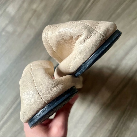 SAM EDELMAN Beatrix Cream Black Studded Spike Round Toe Bow Ballet Flats - Picture 9 of 10